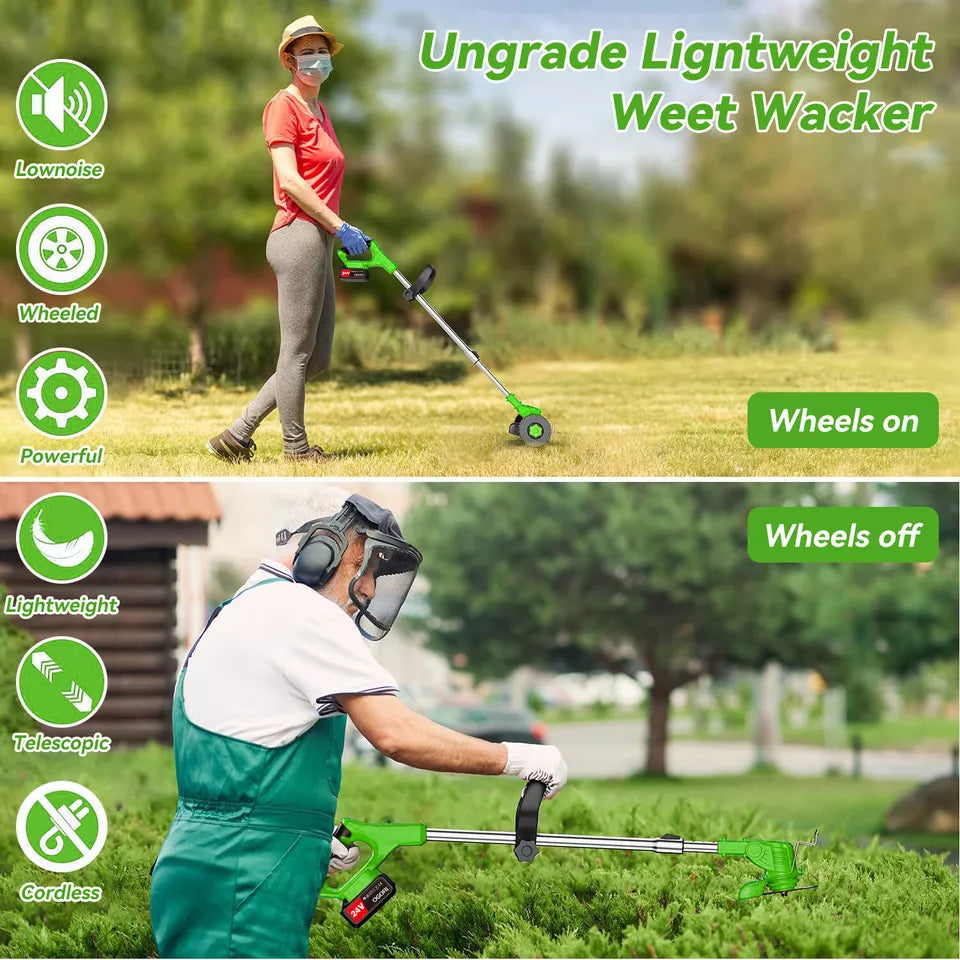 24V Cordless Grass Trimmer – Adjustable Head & Blade Set