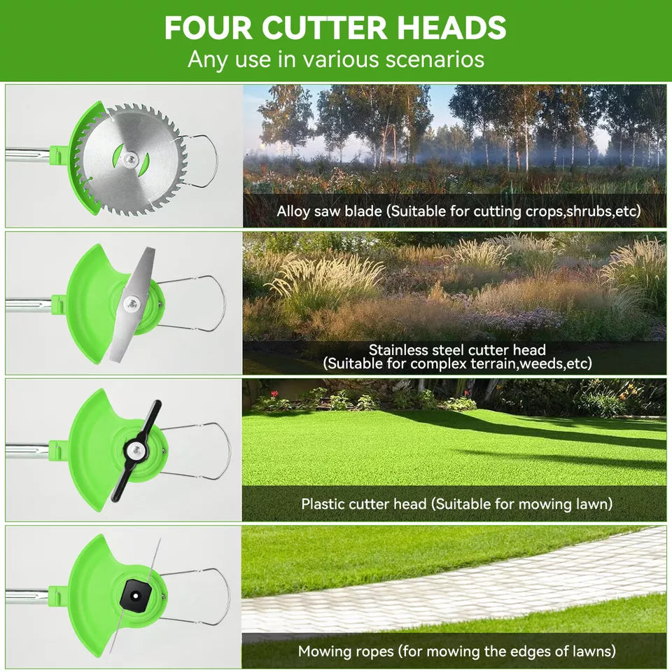 24V Cordless Grass Trimmer – Adjustable Head & Blade Set