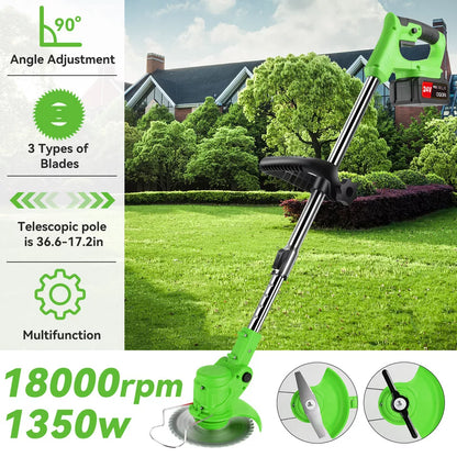 24V Cordless Grass Trimmer – Adjustable Head & Blade Set