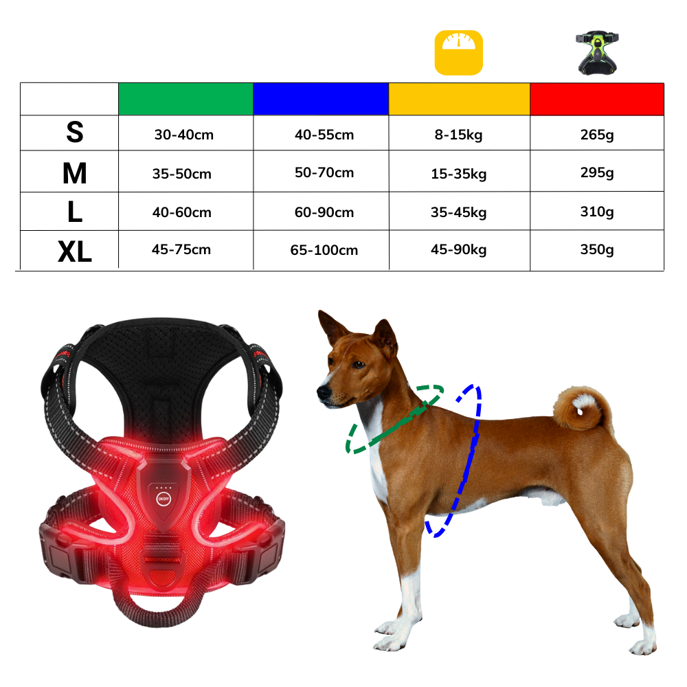 LED No-Pull Dog Harness – Adjustable Reflective Pet Harness with Safety Lights for Night Walking