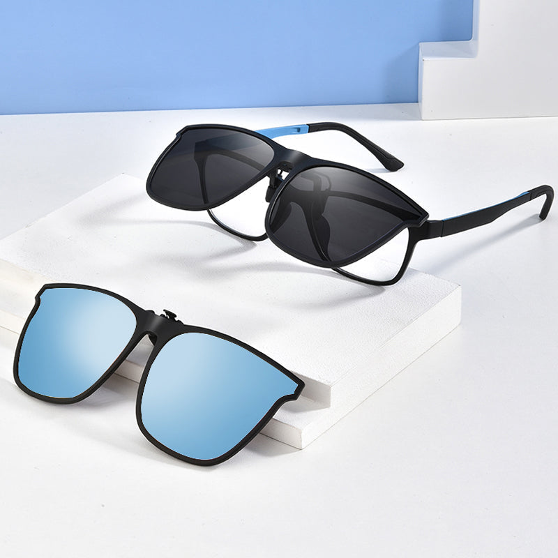 Polarised Clip-On Flip-Up Sunglasses – UV400 Protection, Fits Over Prescription Glasses
