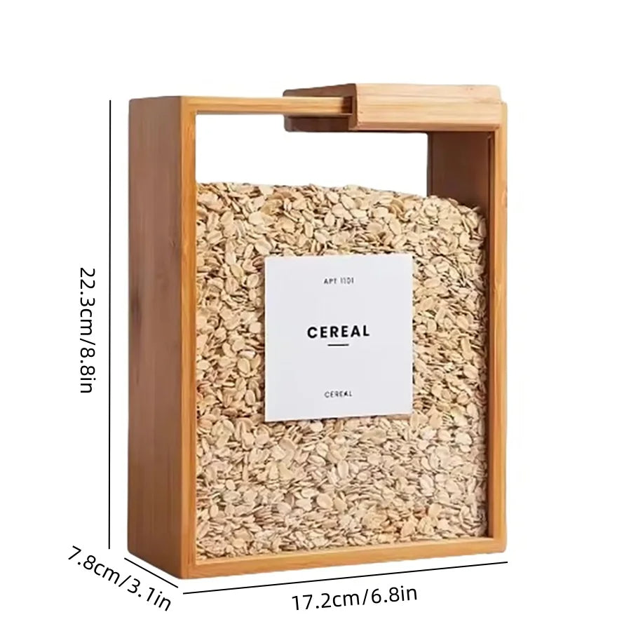 Bamboo Cereal Dispenser & Dry Food Storage Container