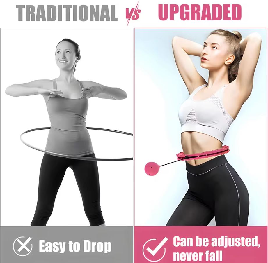 Adjustable Weighted Abdominal Exercise Hula Hoops - Smart Fitness Ring with 360° Massage & Auto-Spinning Ball