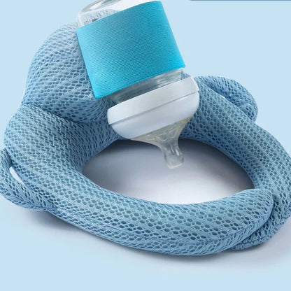 Baby Bottle Support Pillow with Elastic Bottle Strap