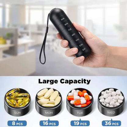 7-Day Aluminum Pill Organizer – Portable Travel Pill Box