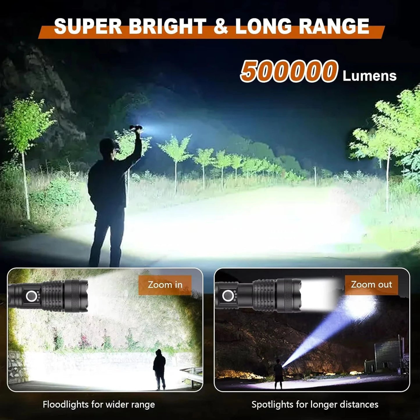 High Lumen Rechargeable LED Flashlight
