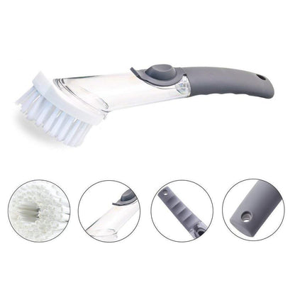Long-Handle Dishwashing Brush – Refillable Soap Dispenser with Sponge Heads – image 3