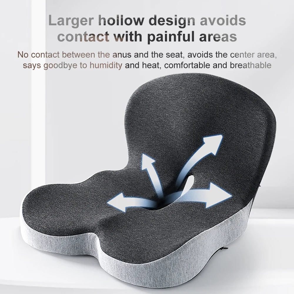 Memory Foam Lumbar Seat Cushion with Anti-Slip Back Support