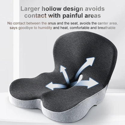 Memory Foam Lumbar Seat Cushion with Anti-Slip Back Support