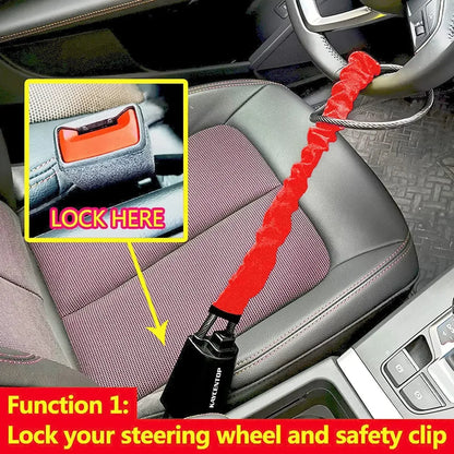 Universal Steering Wheel Lock with Seat Belt Security