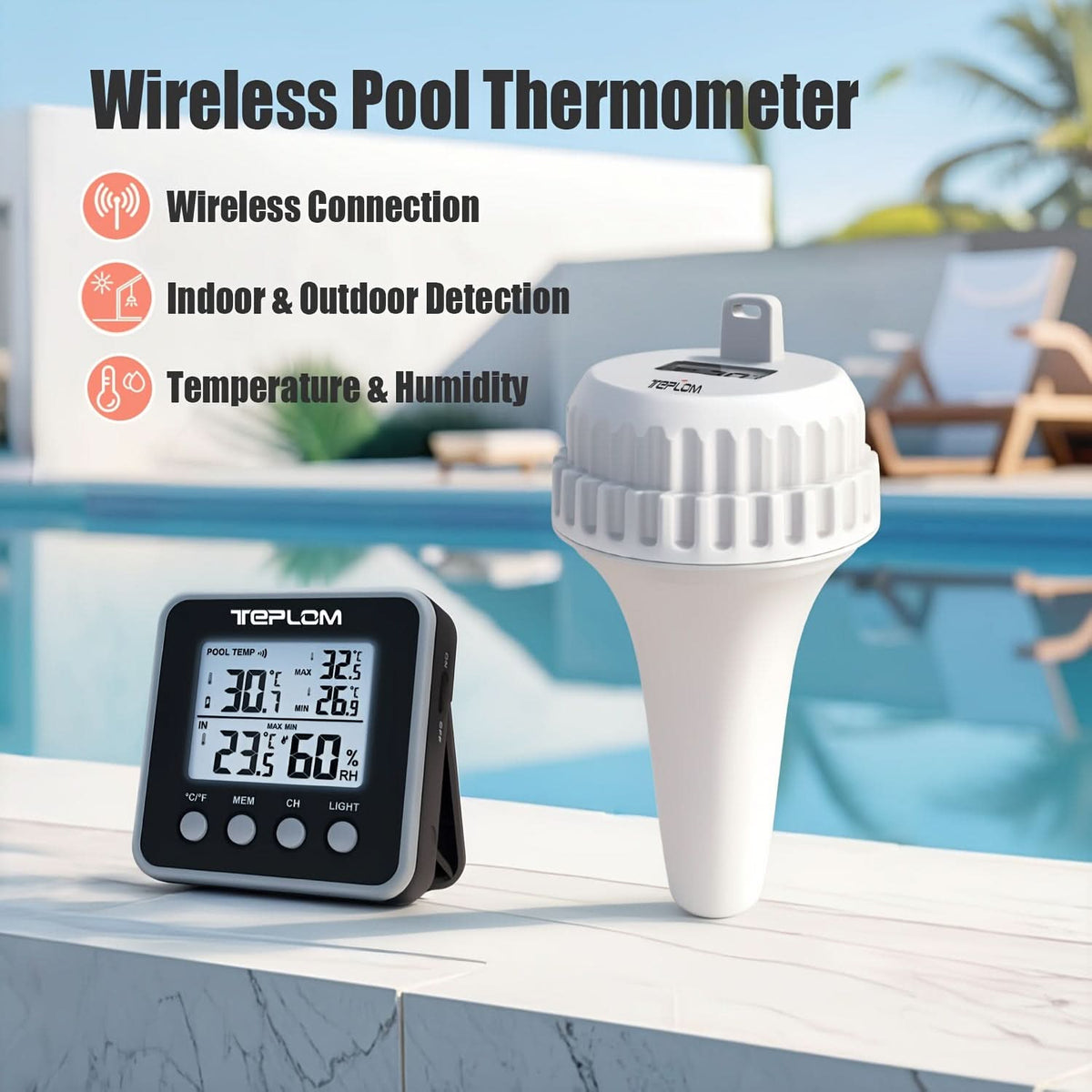 Wireless pool thermometer with digital floating display – image 2