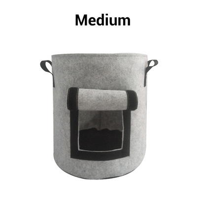 Potato planting bag with harvest window