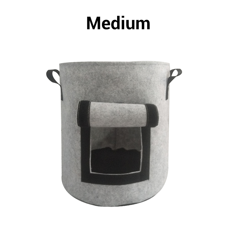 Potato planting bag with harvest window