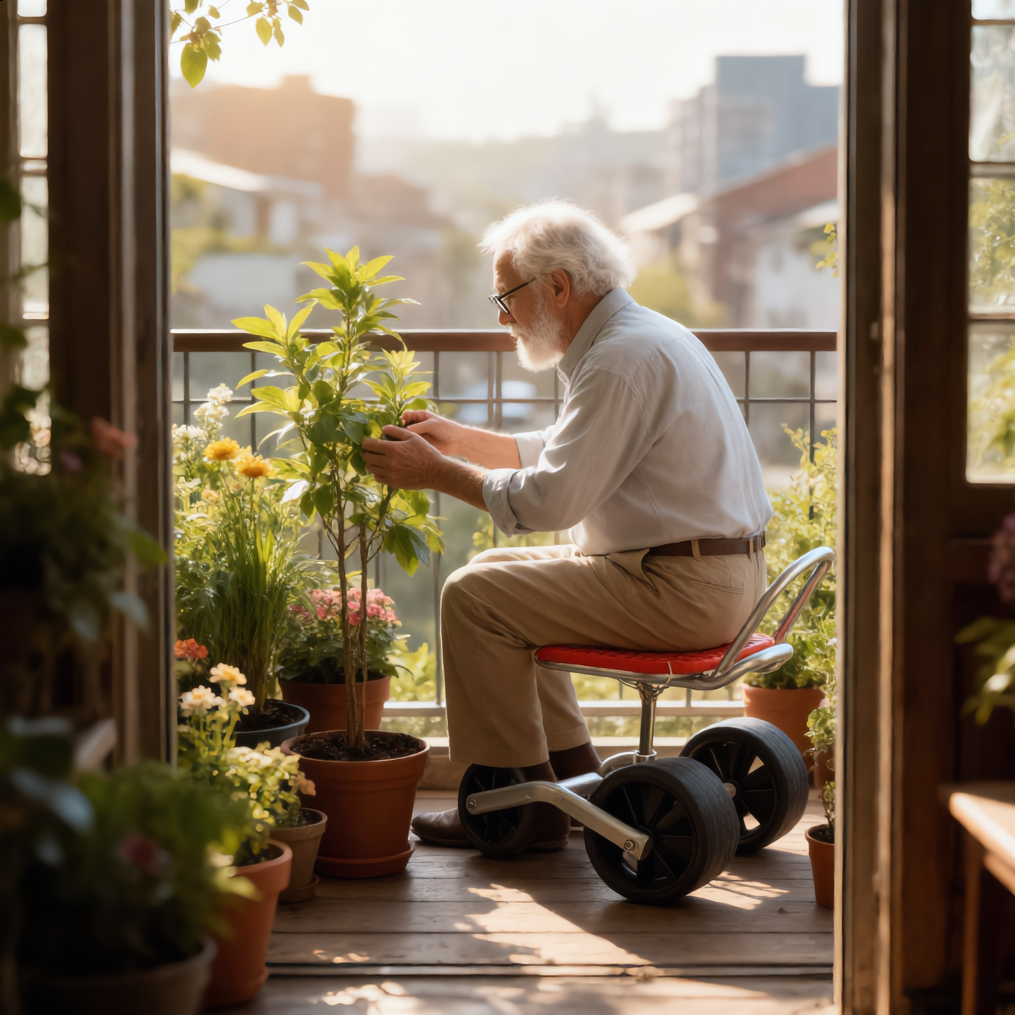 Rolling Garden Work Stool – Adjustable Rotating Seat