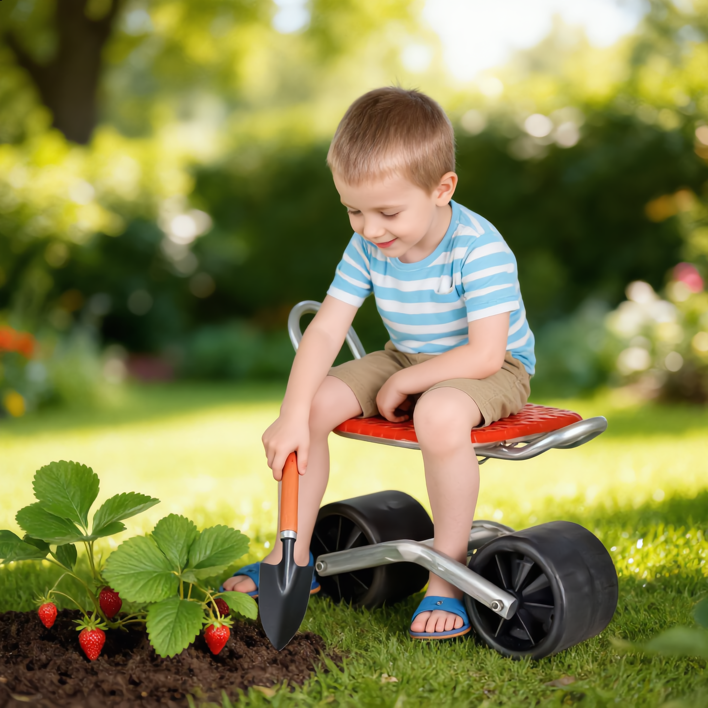 Rolling Garden Work Stool – Adjustable Rotating Seat