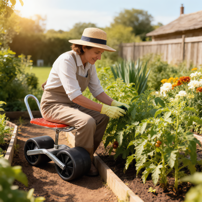 Rolling Garden Work Stool – Adjustable Rotating Seat