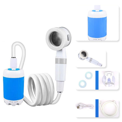 Portable camping shower with pump and 2 spray modes