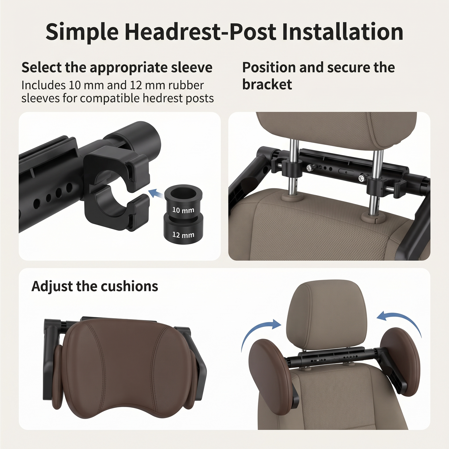 Adjustable Memory Foam Car Headrest Pillow – 360° Support