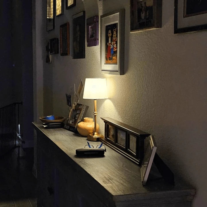 Retro Cordless LED Table Lamp with Fabric Shade – image 9