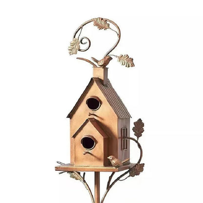 Metal Birdhouse Garden Decor – Aviary Sculpture Ornament