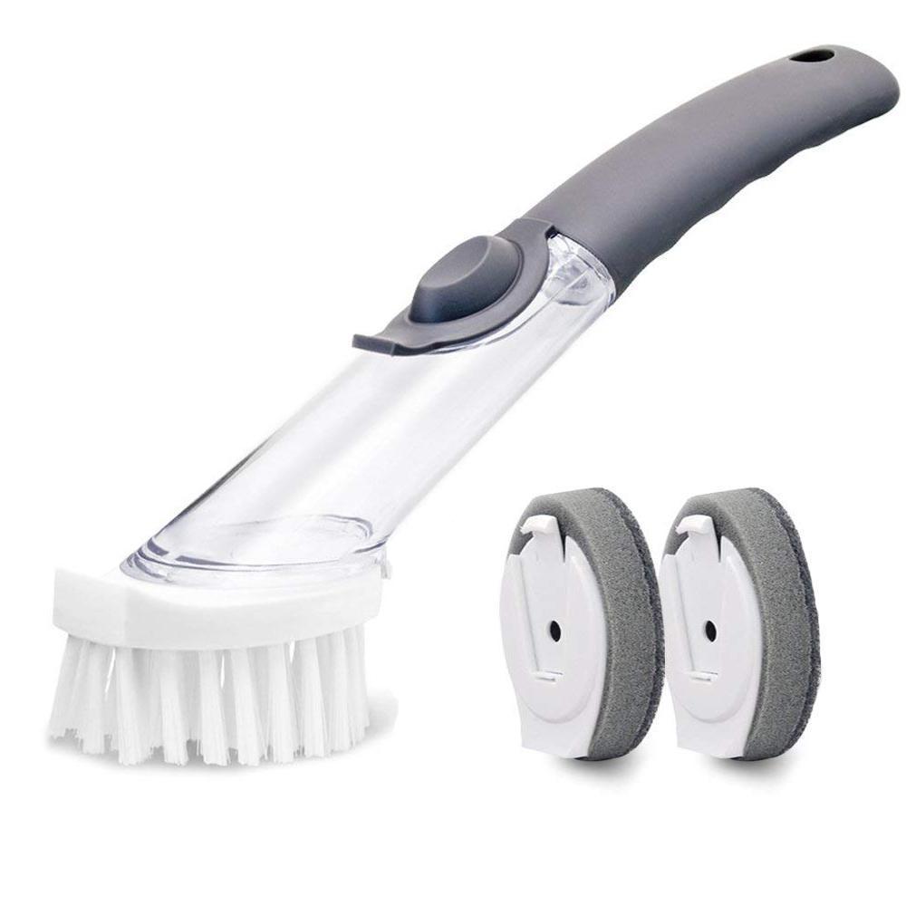 Long-Handle Dishwashing Brush – Refillable Soap Dispenser with Sponge Heads – image 8