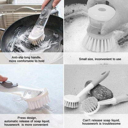 Long-Handle Dishwashing Brush – Refillable Soap Dispenser with Sponge Heads – image 2