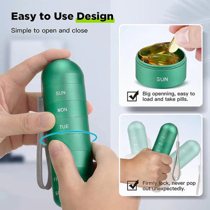 7-Day Aluminum Pill Organizer – Portable Travel Pill Box