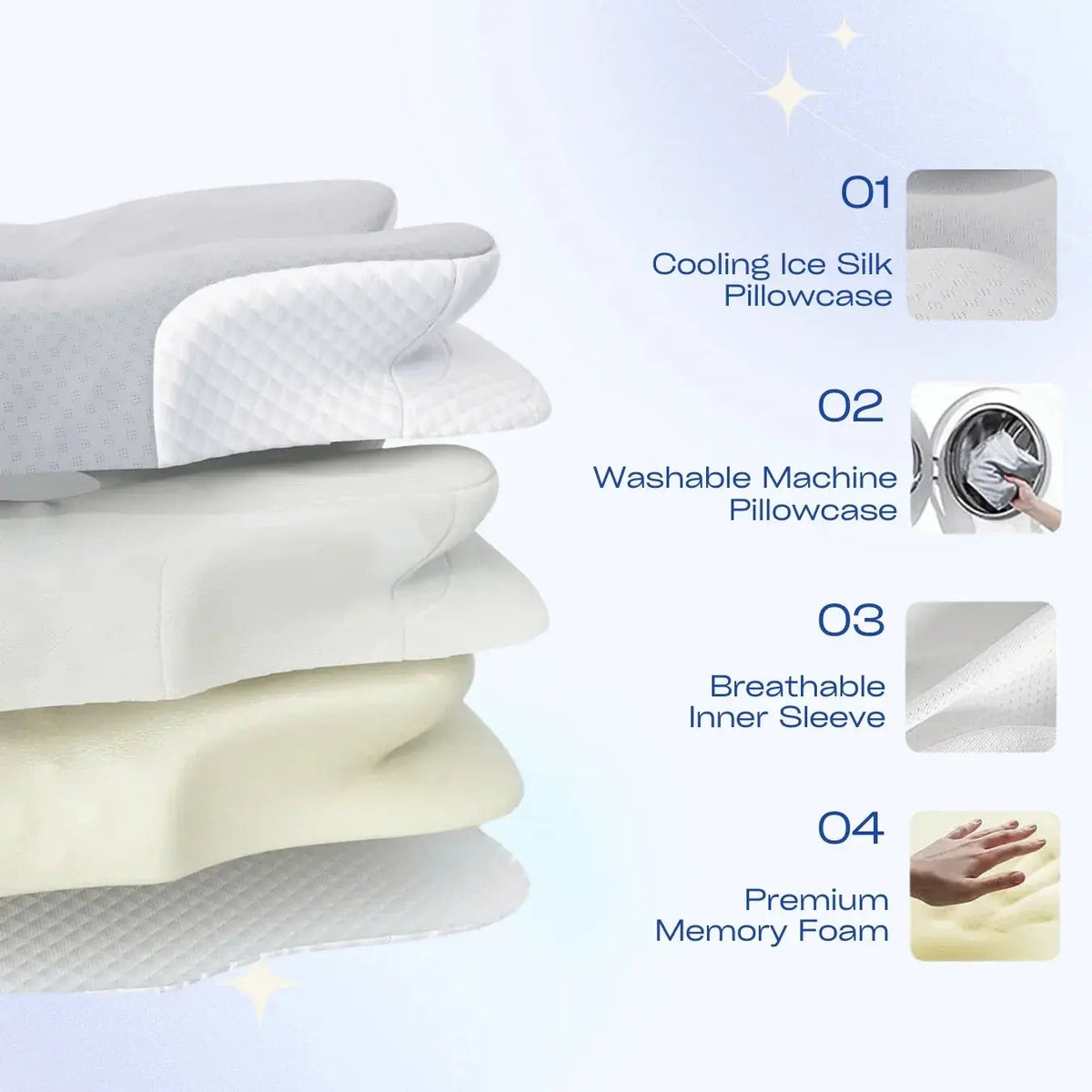 Contoured Memory Foam Pillow with Cooling Cover