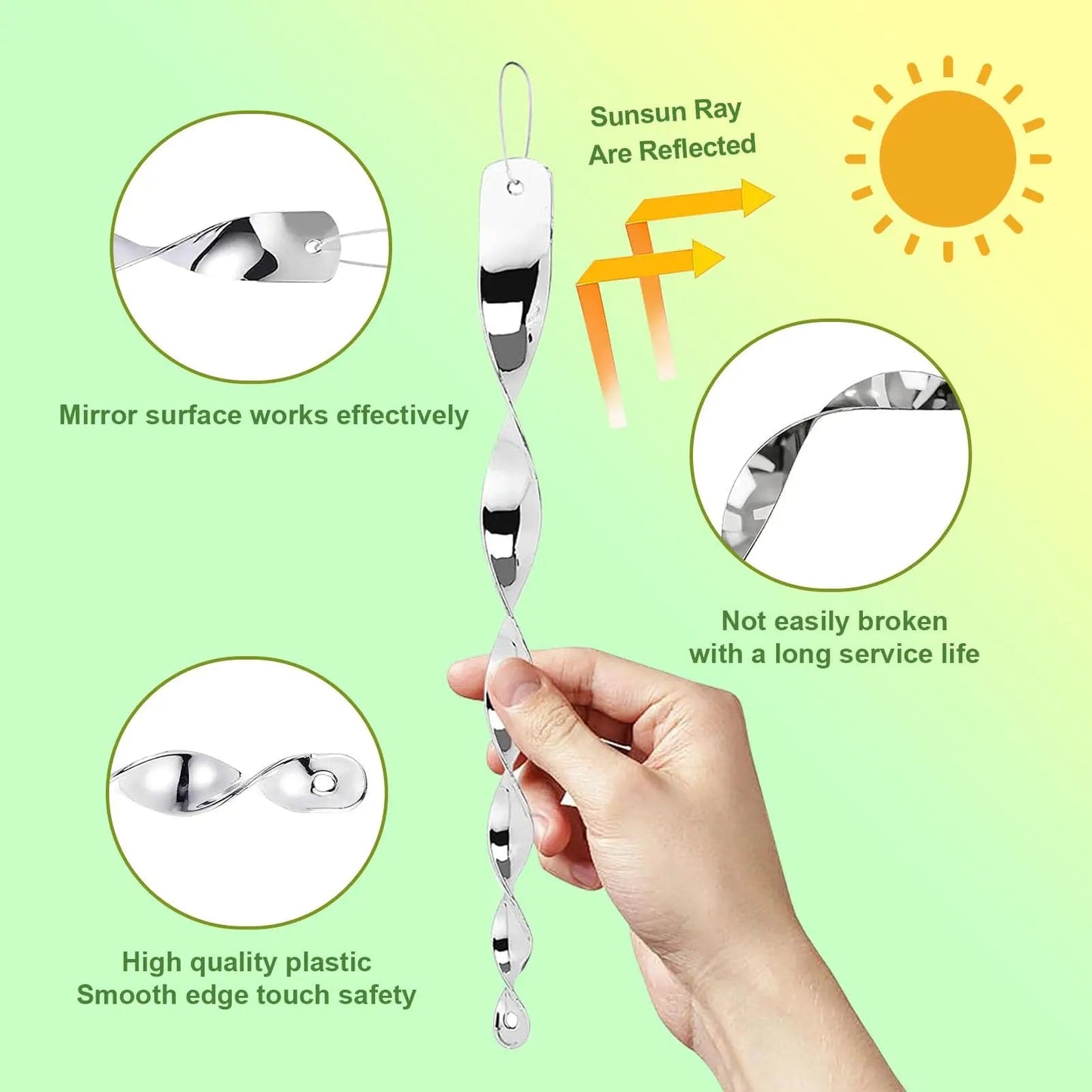 Reflective Spiral Bird Deterrent Rods