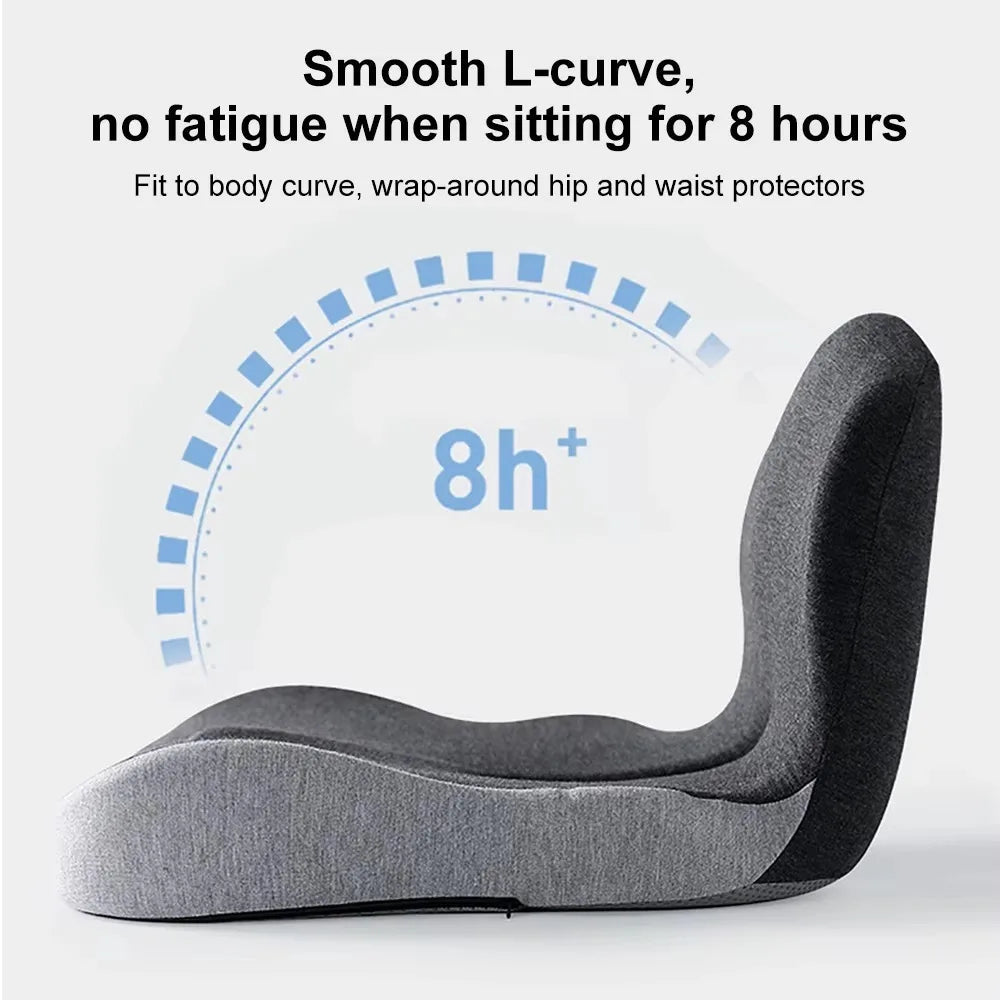 Memory Foam Lumbar Seat Cushion with Anti-Slip Back Support