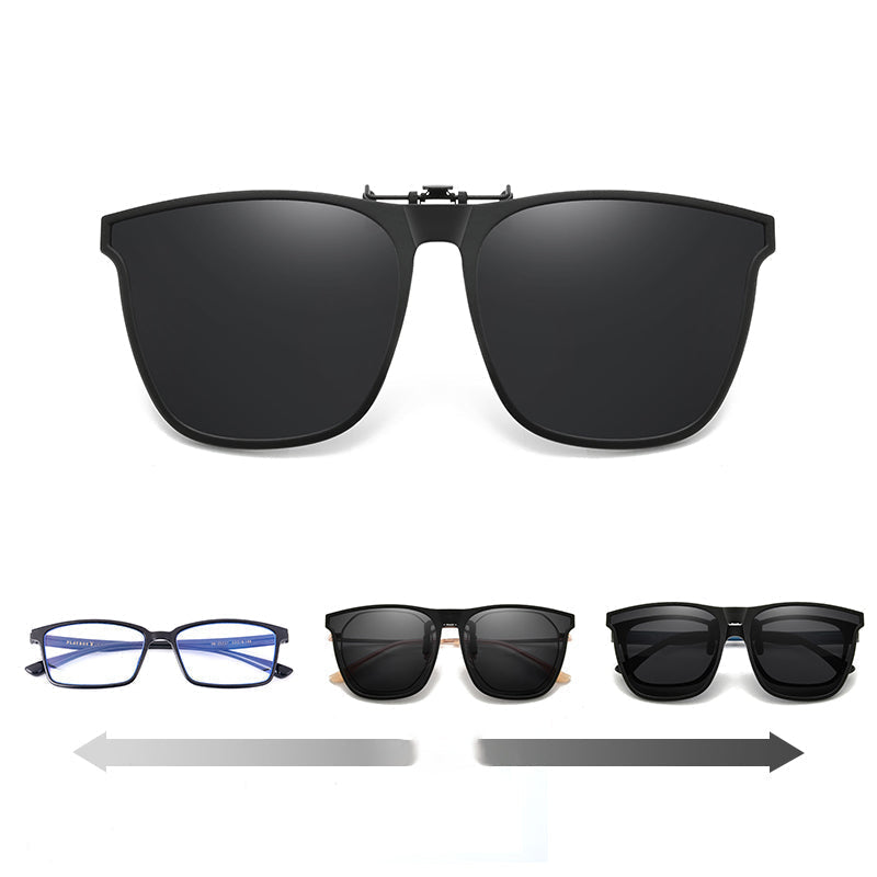 Polarised Clip-On Flip-Up Sunglasses – UV400 Protection, Fits Over Prescription Glasses