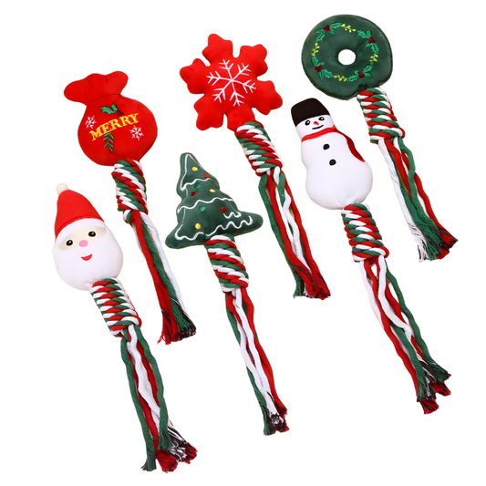 Christmas Dog Chew Toy Tug Squeaky Holiday Toy