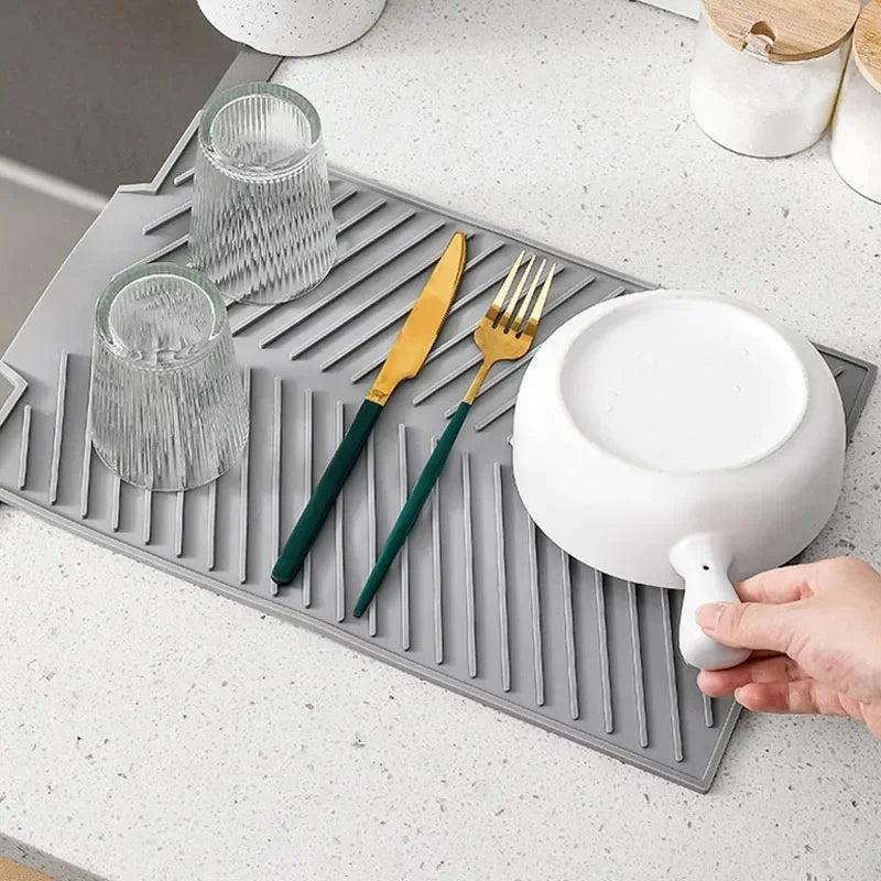 Silicone Dish Drying Mat with Quick-Drain Design