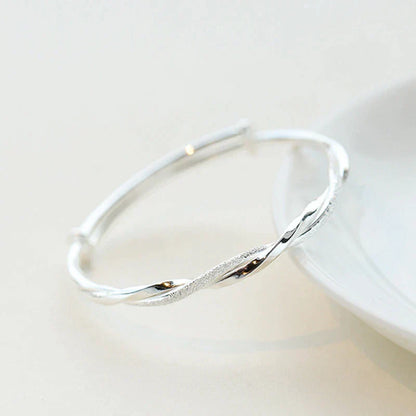 Elegant Woven Silver Bracelet Minimalist Jewelry