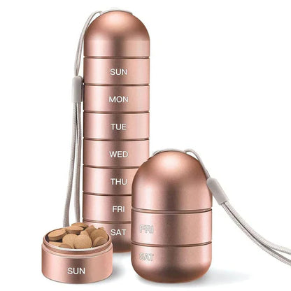 7-Day Aluminum Pill Organizer – Portable Travel Pill Box