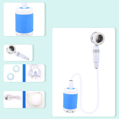 Portable camping shower with pump and 2 spray modes