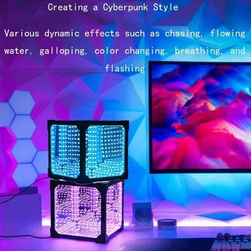 3D RGB Infinity Cube Atmosphere Light