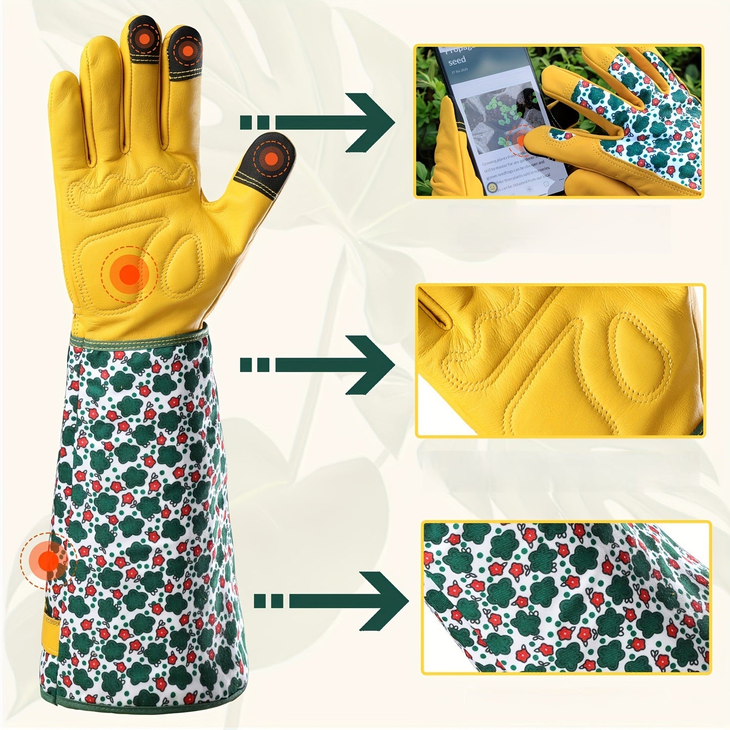 Women's Gardening Gloves – Thorn-Proof Cowhide Gauntlet