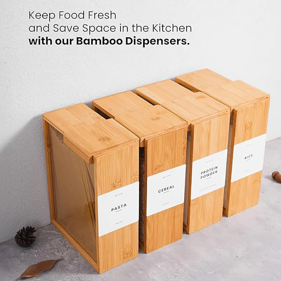 Bamboo Cereal Dispenser & Dry Food Storage Container