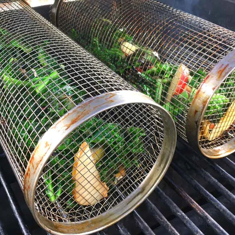 Rotating BBQ Grill Basket – 304 Stainless Steel Vegetable Roaster – image 6