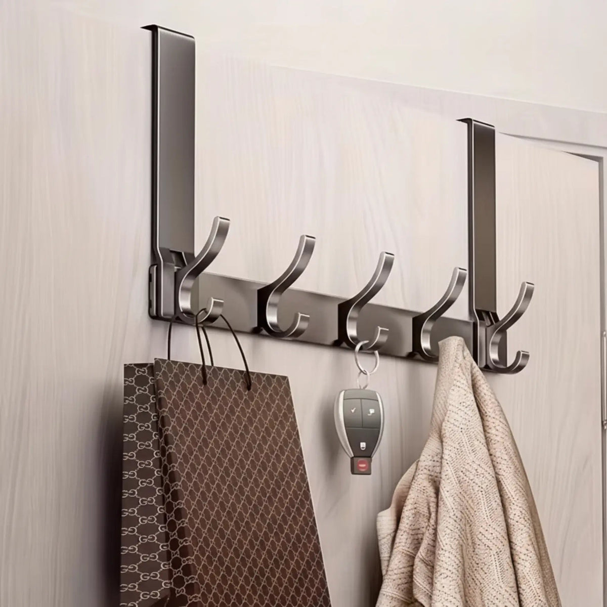 Over Door Hook Organiser Rack with 5 Hooks