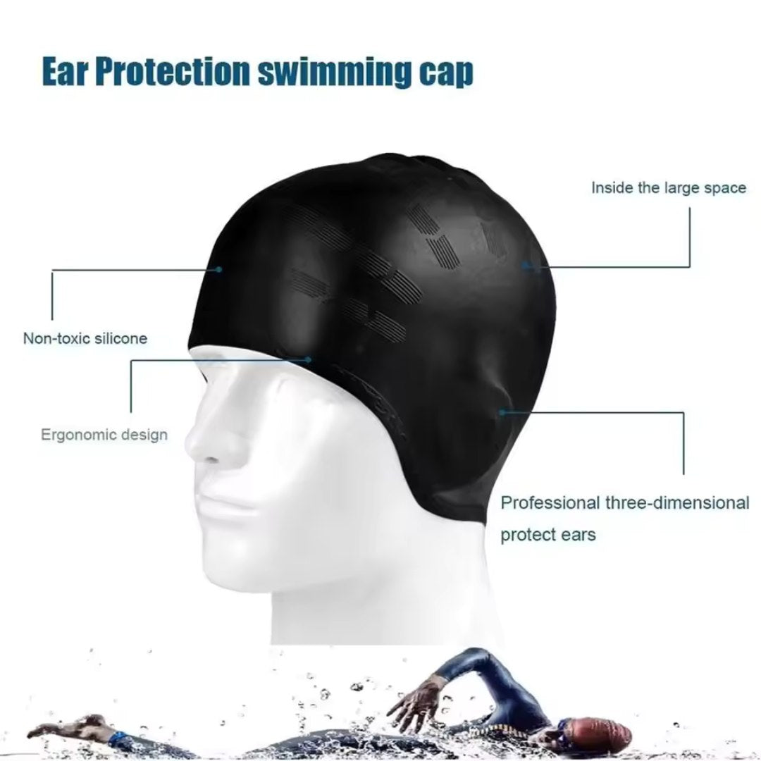 Silicone Swim Cap with Ear Protection – Waterproof Fit