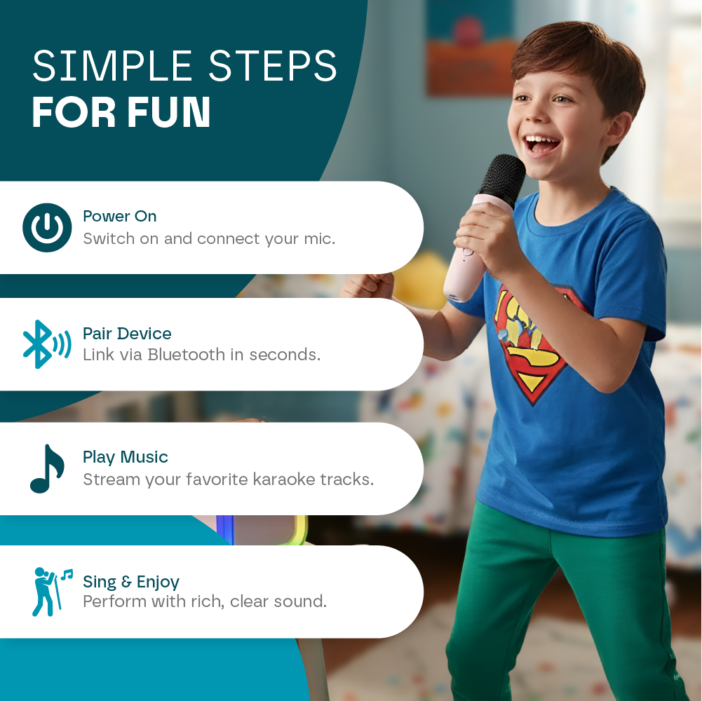 Mini Karaoke Machine for Kids - 2 Microphones, Bluetooth