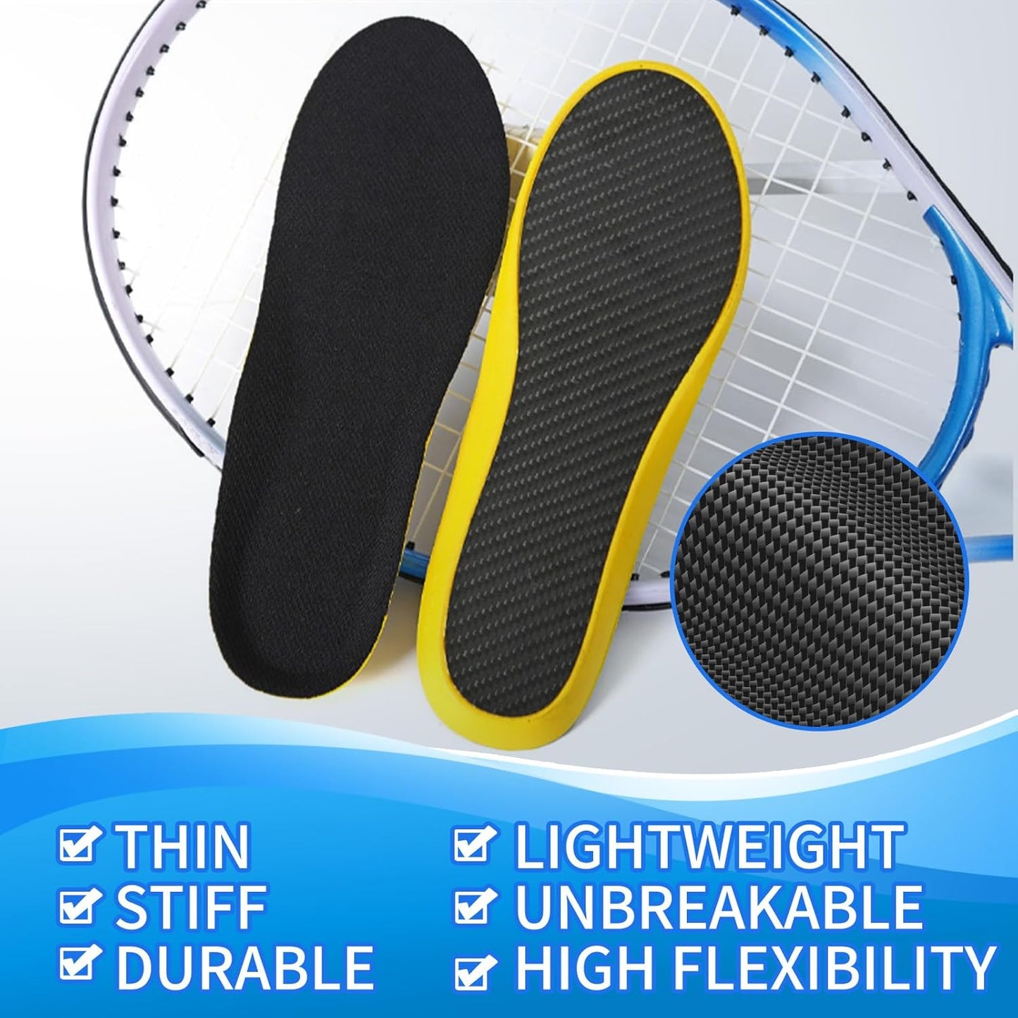 Premium Carbon Fiber Insoles - Lightweight, High Performance, and Arch Support