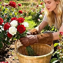 Thorn-Resistant Leather Gardening Gloves