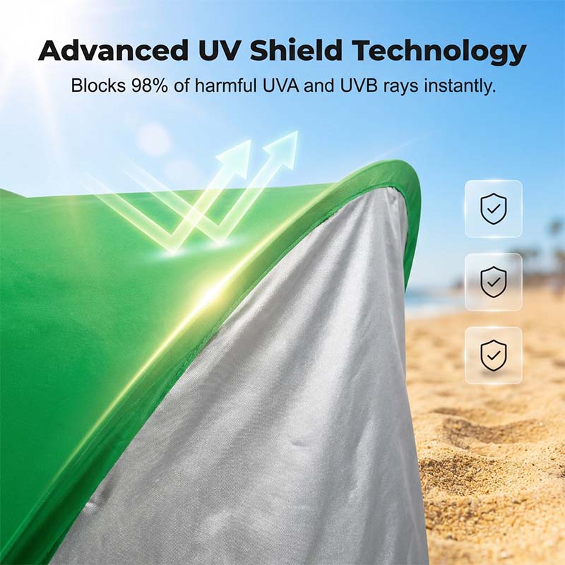 Pop-up beach tent with UV protection – sets up instantly in 1 second