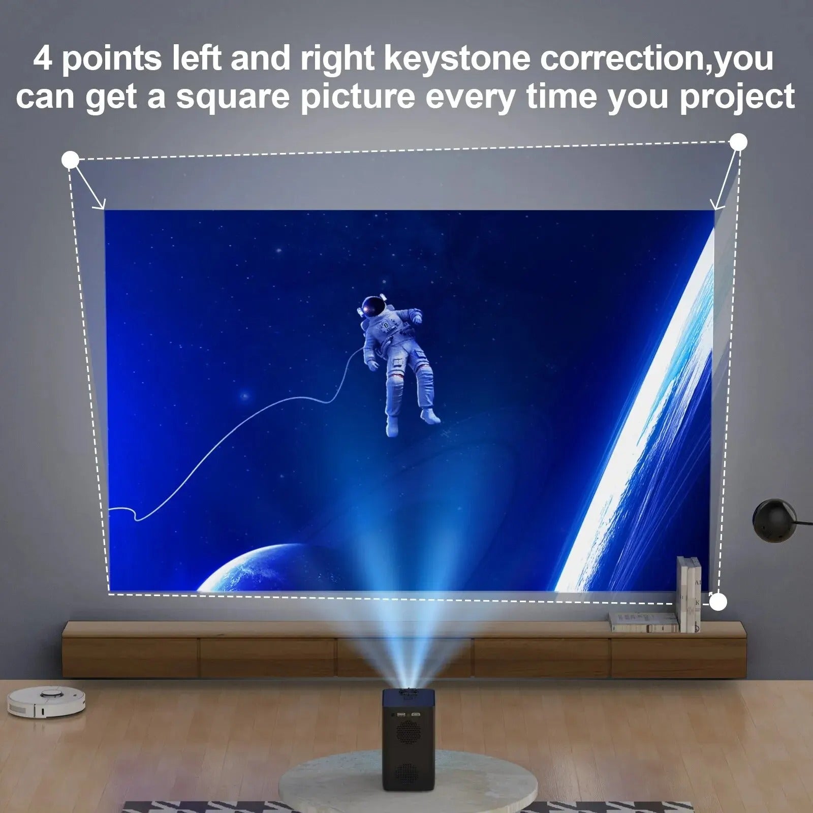 Smart Android Projector with WiFi & Bluetooth – 4K Supported
