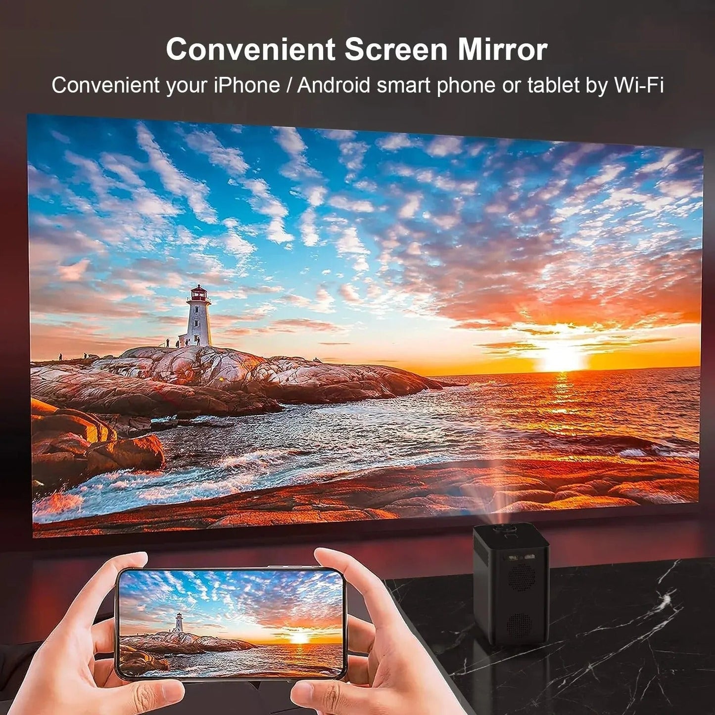 Smart Android Projector with WiFi & Bluetooth – 4K Supported