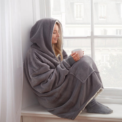 Oversized Hoodie Blanket - Plush Sherpa Lining