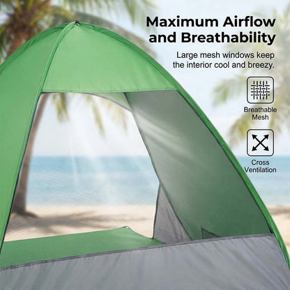 Pop-up beach tent with UV protection – sets up instantly in 1 second